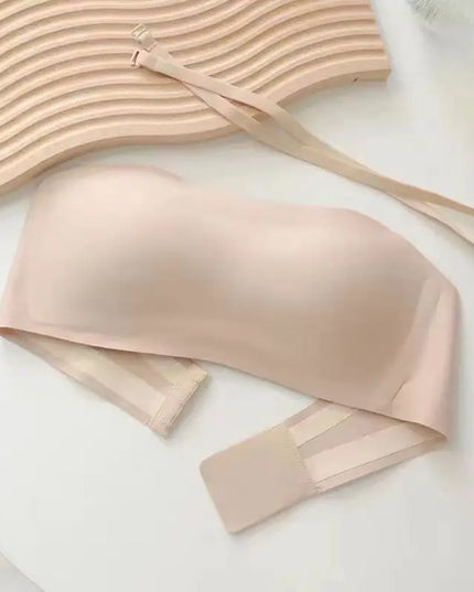 Seamless Strapless Tube Top Bra for Women – Thin Non-Slip Push-Up Design