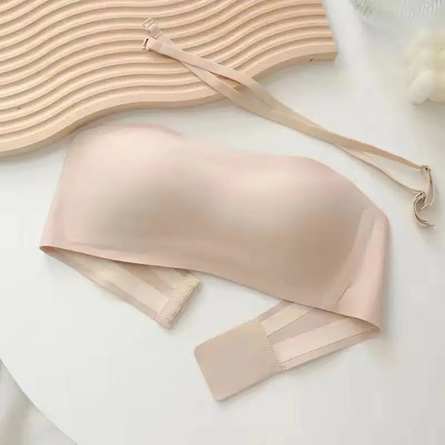 Seamless Strapless Tube Top Bra for Women – Thin Non-Slip Push-Up Design