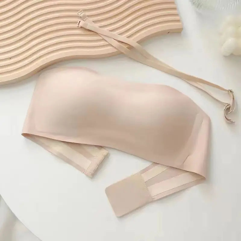 Seamless Strapless Tube Top Bra for Women – Thin Non-Slip Push-Up Design