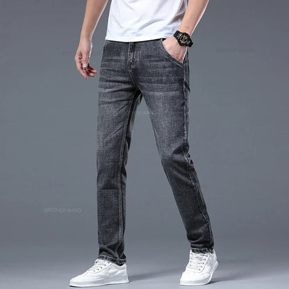 Men's Slim Fit Stretch Denim Jeans - Casual Thin Fit Slim Fit Men's Jeans