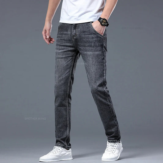 Men's Slim Fit Stretch Denim Jeans - Casual Thin Fit Slim Fit Men's Jeans