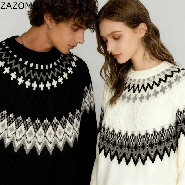 ZAZOMDE Striped Knit Pullover Sweater for Women and Men