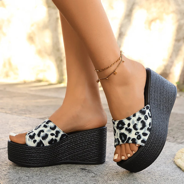 Leopard Print Women's High Platform Sandals