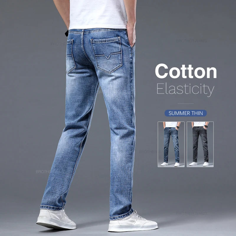 Men's Slim Fit Stretch Denim Jeans - Casual Thin Fit Slim Fit Men's Jeans