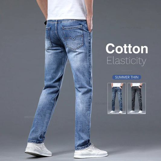 Men's Slim Fit Stretch Denim Jeans - Casual Thin Fit Slim Fit Men's Jeans