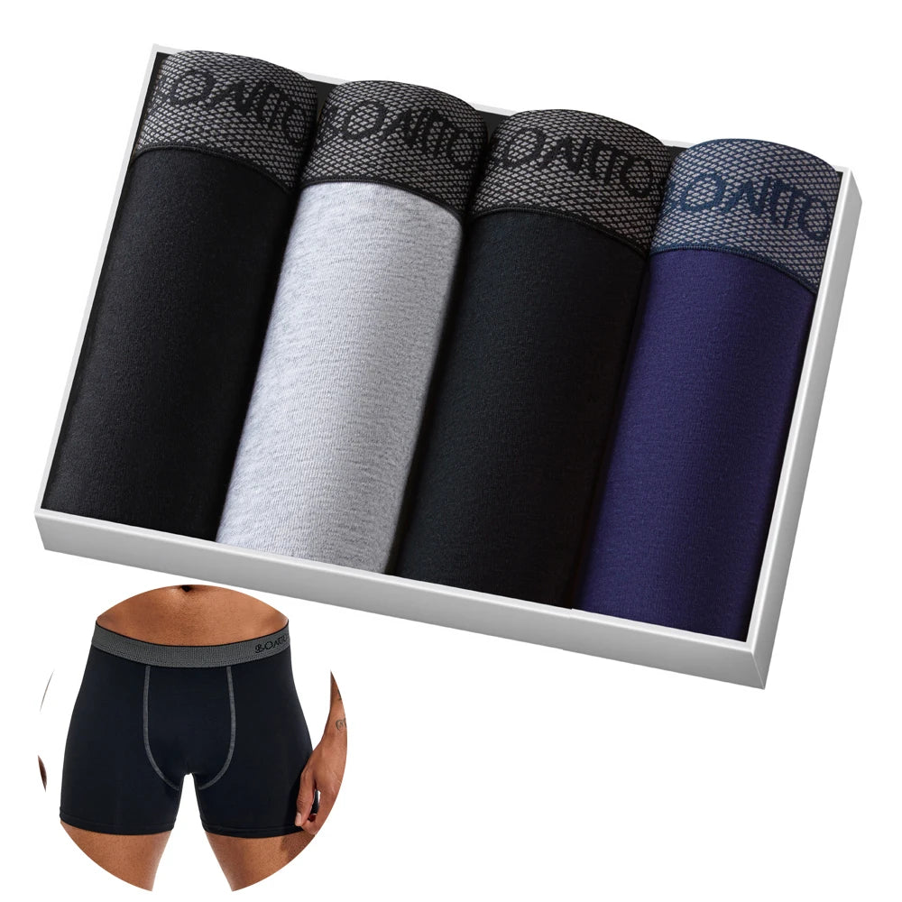 Men's Cotton Boxer Shorts - 4-Pack Comfortable Underwear for All-Day Wear