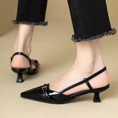 Womens Sleek Pointed Toe- Mid Heels - Various Colors