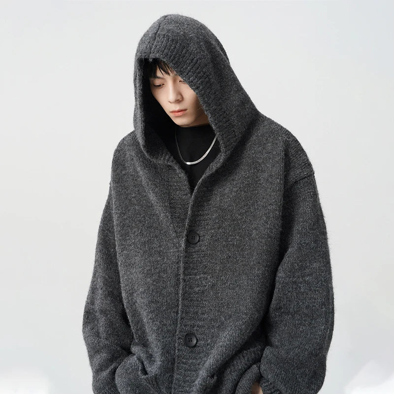 Men's Wool Knit Hoodie Cardigan - Warm, Stylish Woolen Sweater for Men