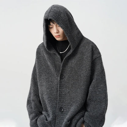 Men's Wool Knit Hoodie Cardigan - Warm, Stylish Woolen Sweater for Men