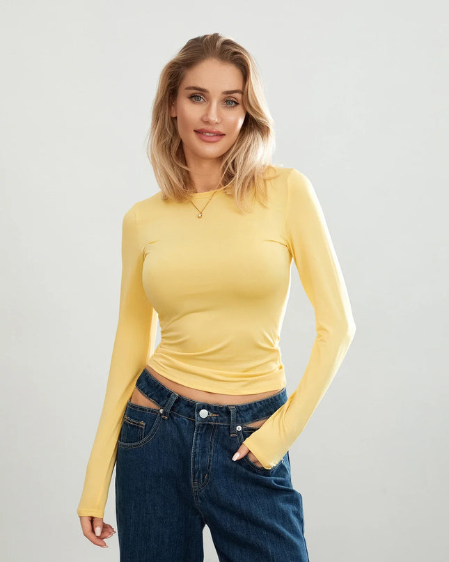 Women’s Long Sleeve Crew Neck Sweater – Casual Slim Fit Knit Top for Women
