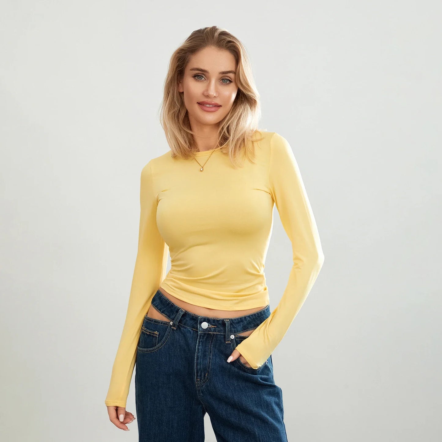 Women’s Long Sleeve Crew Neck Sweater – Casual Slim Fit Knit Top for Women
