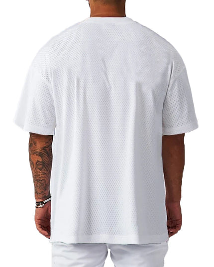 Men's Mesh Breathable "Just Gym" Print Quick-Dry Oversized Loose Fit T-Shirt