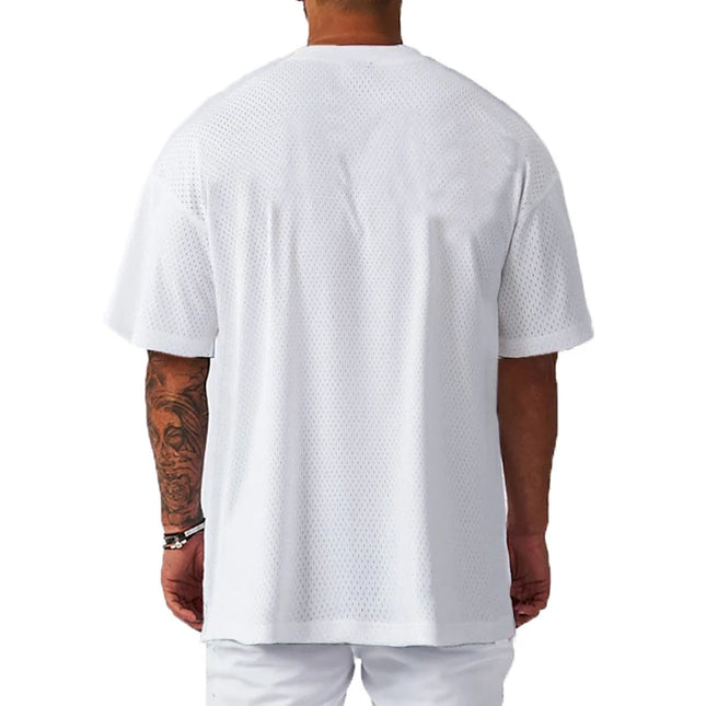 Men's Mesh Breathable "Just Gym" Print Quick-Dry Oversized Loose Fit T-Shirt
