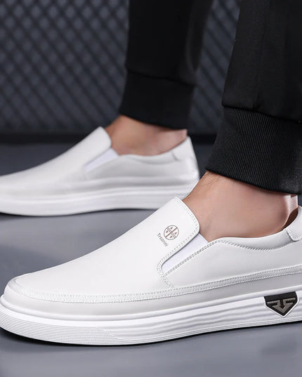 Men’s Leather Slip-On Loafers — Comfortable Flat Shoes