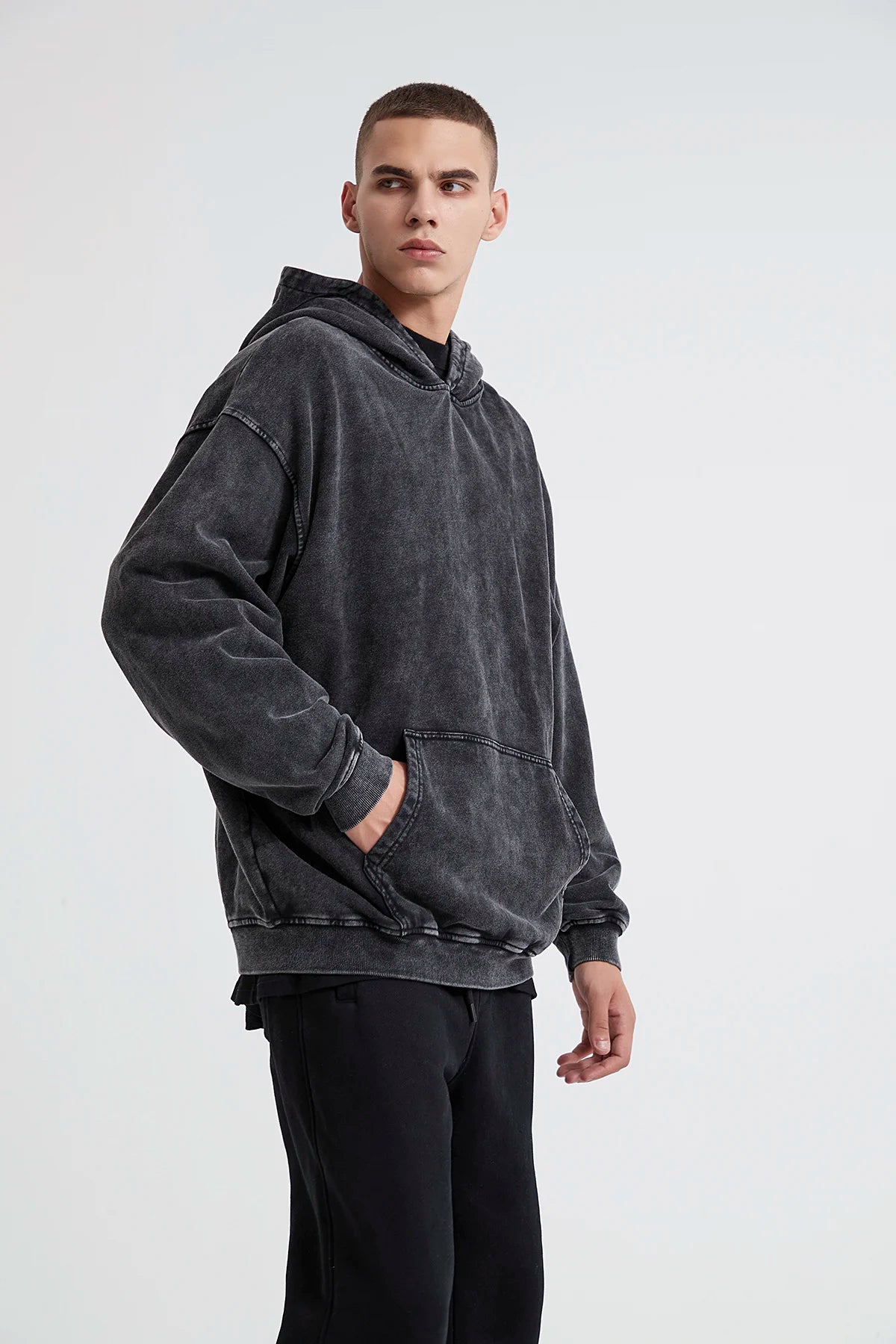 Men's Vintage Washed Printed Hoodie