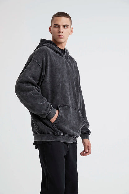 Men's Vintage Washed Printed Hoodie
