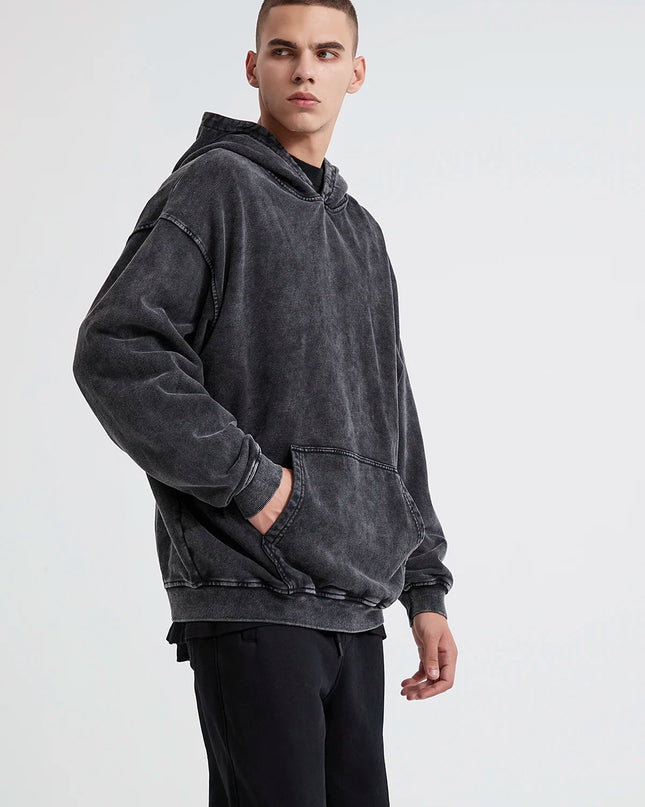 Men's Vintage Washed Printed Hoodie