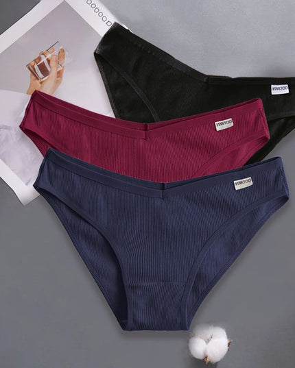 3-Piece Set  Women's Cotton Underwear- Various Colors