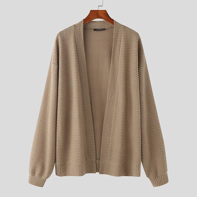 Incerun Men’s Knitted Loose Fit Long Sleeve Cardigan