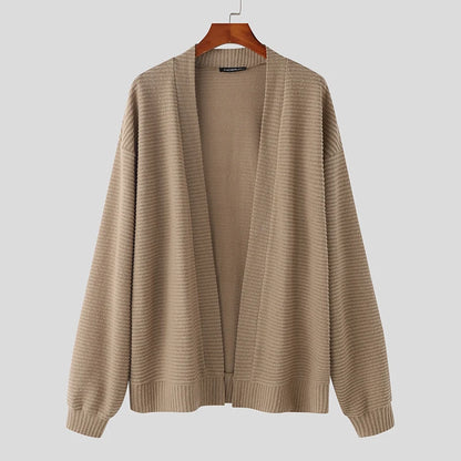 Incerun Men’s Knitted Loose Fit Long Sleeve Cardigan