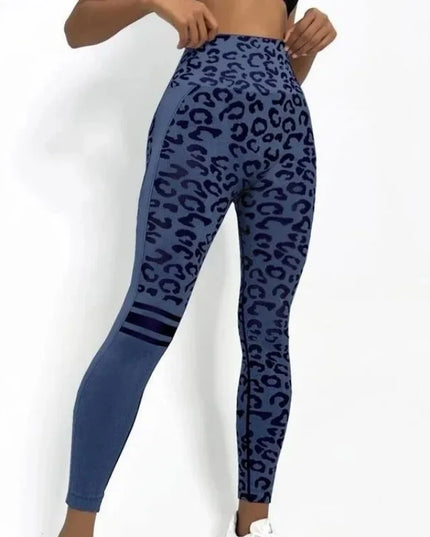 Women’s High-Waisted Seamless Leopard-Print Leggings with Hip-Lifting Fit