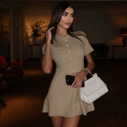 Women's Mini Dress - Slim Fit A-Line Pleated Style