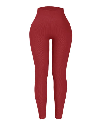 Women's High-Waisted Ribbed Yoga Pants - Various Colors