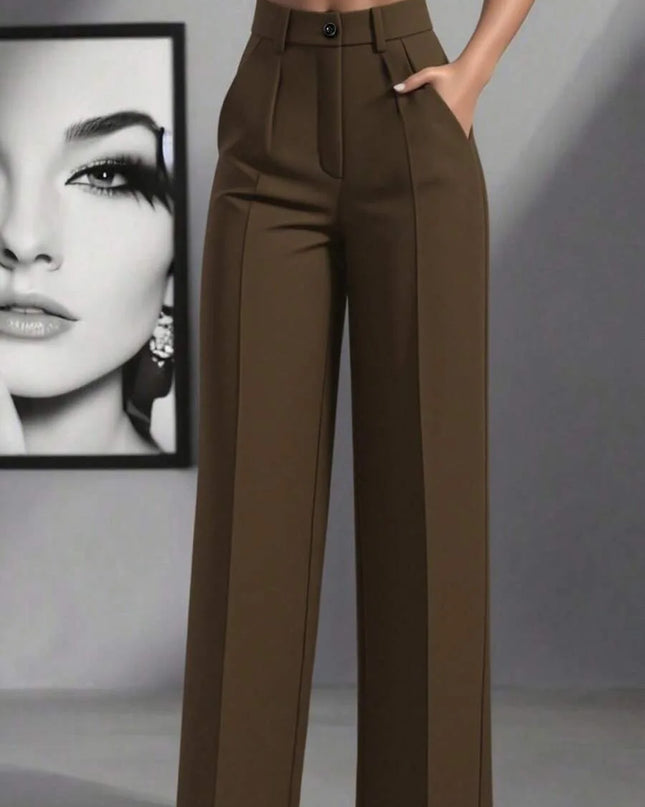 High-Waisted Straight Leg Pants for Women with Button Fly