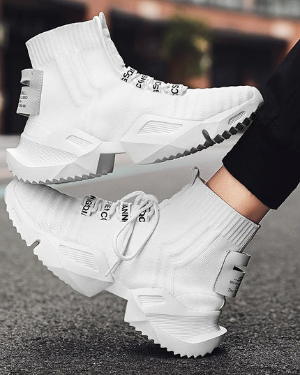 Men's High-Top Lightweight Mesh Sneakers with Lace-Up Design