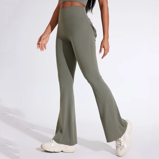 DIAS FIT JOY Women's High-Waisted Pocket Flared Pants | Hip-Lifting, Comfort Fit, Trendy Flared Trousers