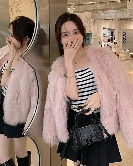Women's Short Loose Faux Fur Coat - Various Colors