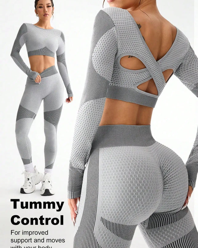 Women's 2-Piece Breathable Seamless Sports Vest and Leggings Set