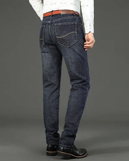 Men's Casual Straight Fit Stretch Denim Jeans - Various Colors