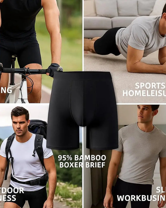 Men's Long Leg Boxer Briefs Multipack - 95% Bamboo Fiber & 5% Spandex