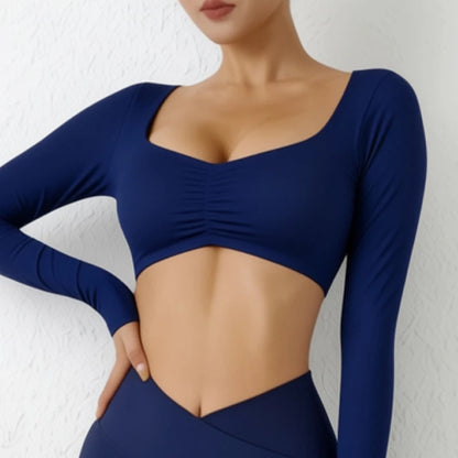 Women's Long-Sleeved Nylon Crop Top