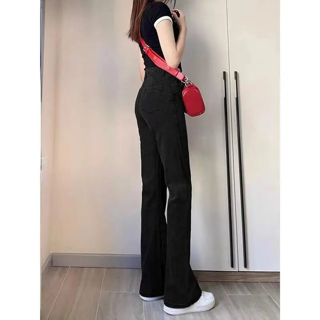 Women’s High-Waist Flare Jeans with Elastic Boot Cut – Vintage Style