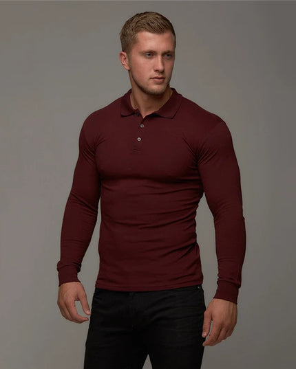 Mens Slim Fit Long Sleeve Polo Sweater – Breathable Cotton for Comfortable Style