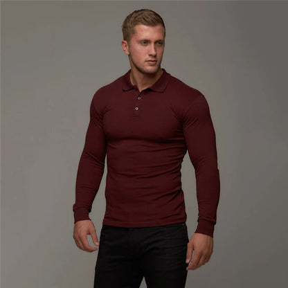 Mens Slim Fit Long Sleeve Polo Sweater – Breathable Cotton for Comfortable Style