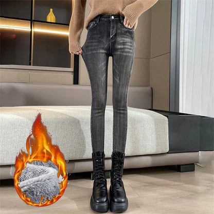 High Waist Vintage Skinny Jeans for Women - Stretchy Long Denim Pencil Fit