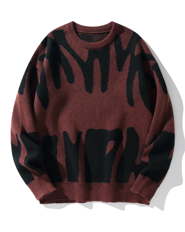Men's Knitted Jacquard Pattern Pullover Sweater - Stylish & Comfortable Knitwear