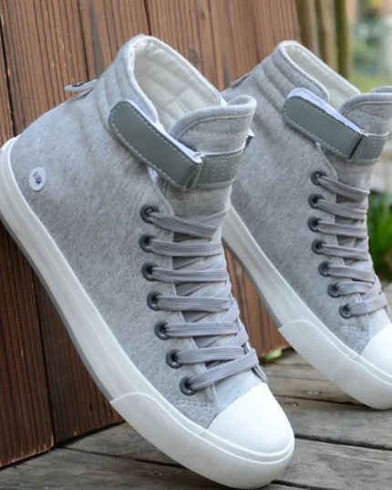 High-Top Canvas Sneakers for Men - Breathable, Non-Slip, Flat Design Shoes