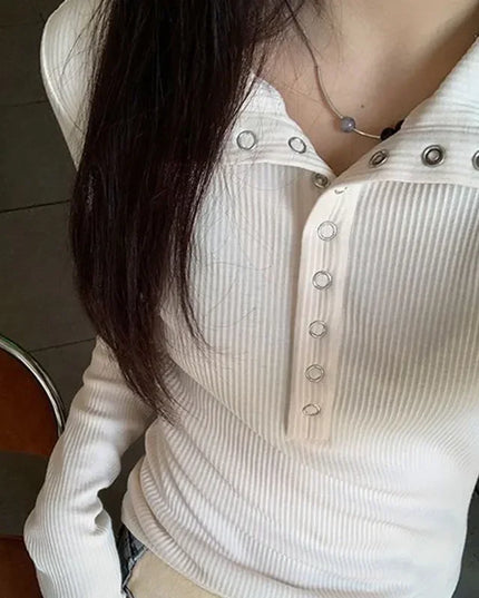 Women's Slim Fit Button-Up Long Sleeve Knit Sweater