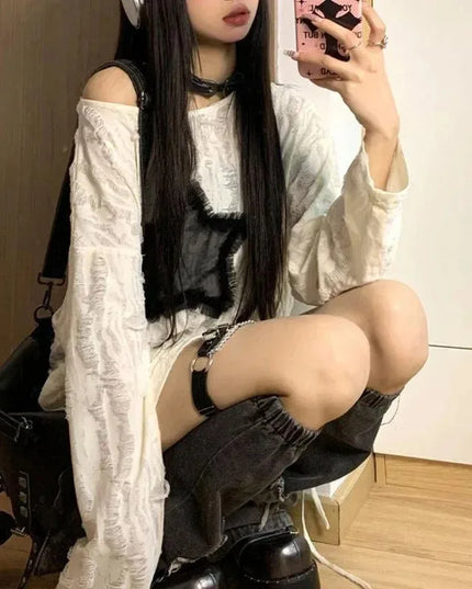 Oversized Off-Shoulder Long Sleeve Sweater for Women