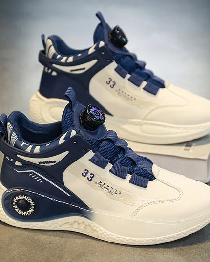 Men's Durable Sneakers with Rotating Tightening Disc – Non-Slip Lace-Up Athletic Shoes