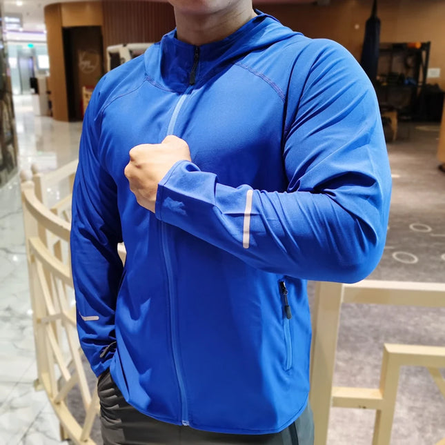 Men's Lightweight Quick-Dry Breathable Hooded Running Jacket