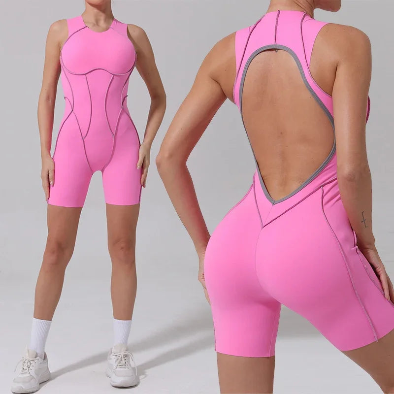 Women's Short Sports Jumpsuit - Gym & Workout Jumpsuit for Women