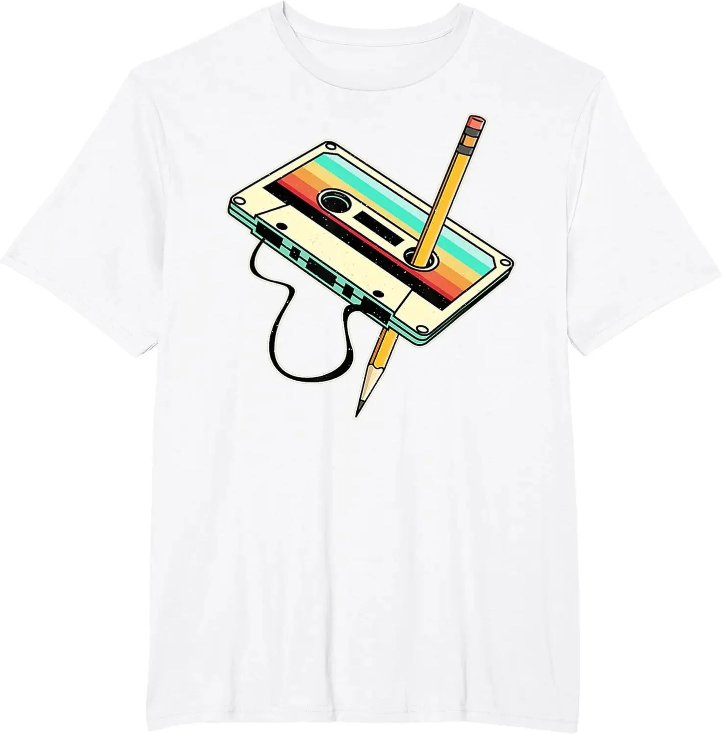 Unisex Retro Cassette Tape Pencil T-Shirt - Various Colors