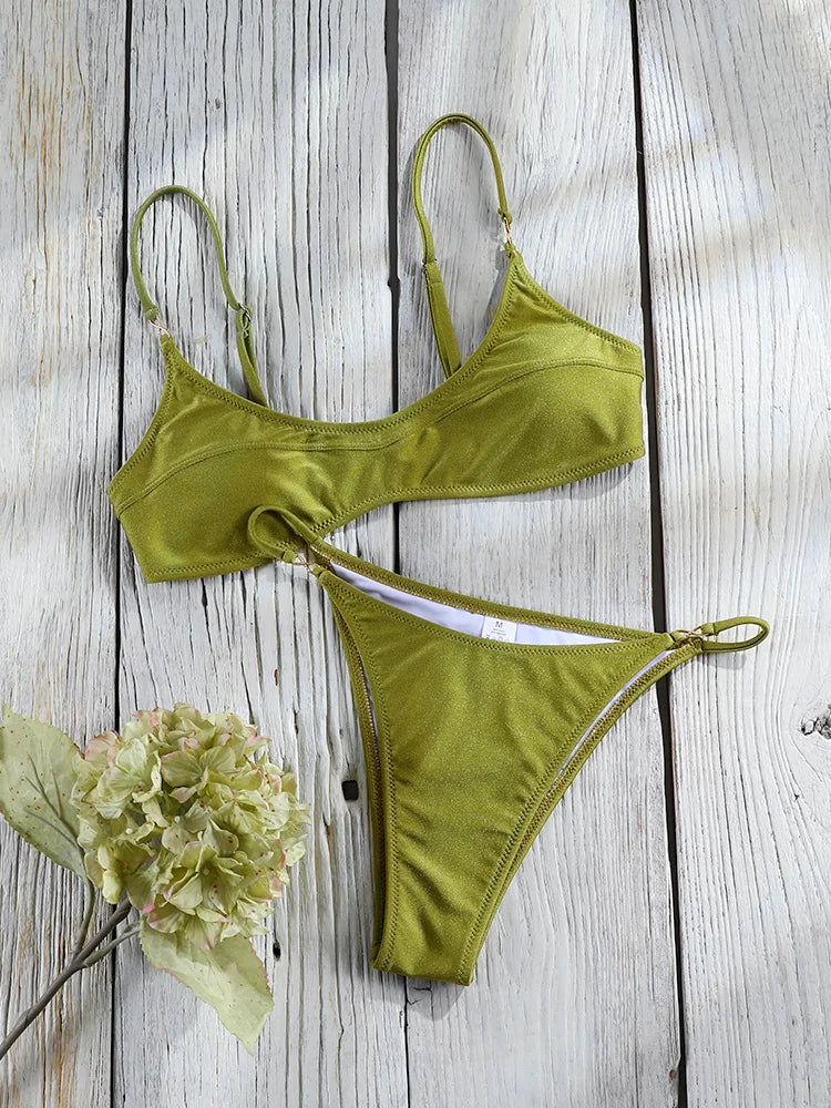Women's High-Cut Push-Up Bikini Two-Piece Swimwear