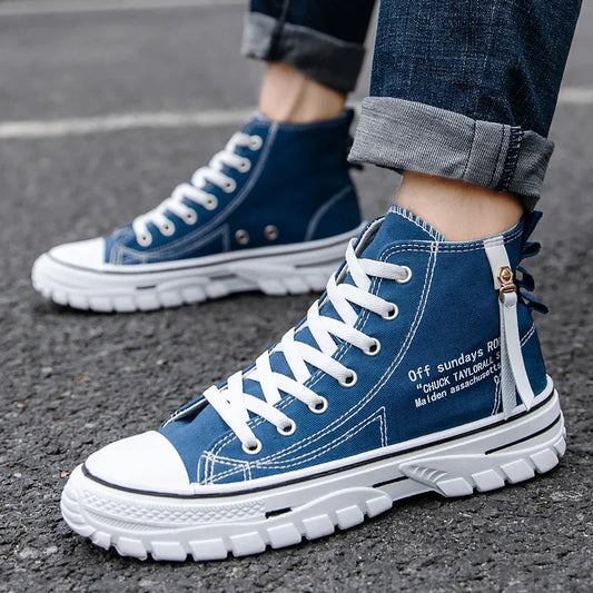 Men's High-Top Canvas Lace-Up Sneakers