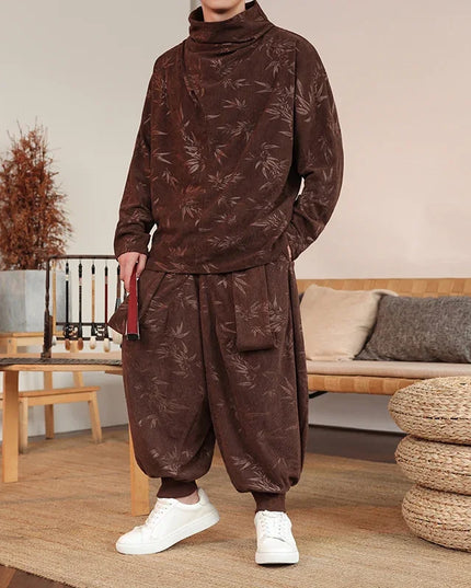 Men's Velvet Two-Piece Set – Loose Sweater & Harem Pants